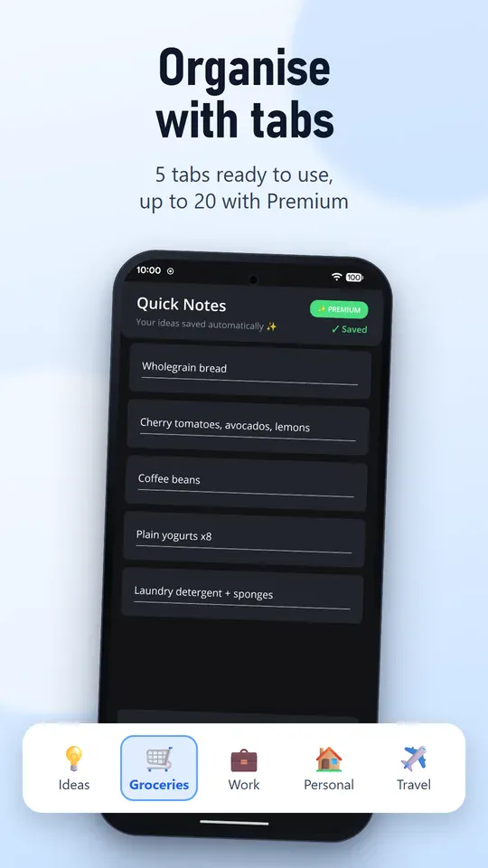 Organise with tabs