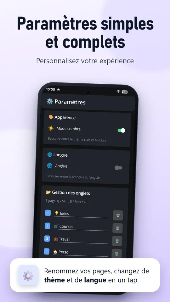 Paramètres simples et complets